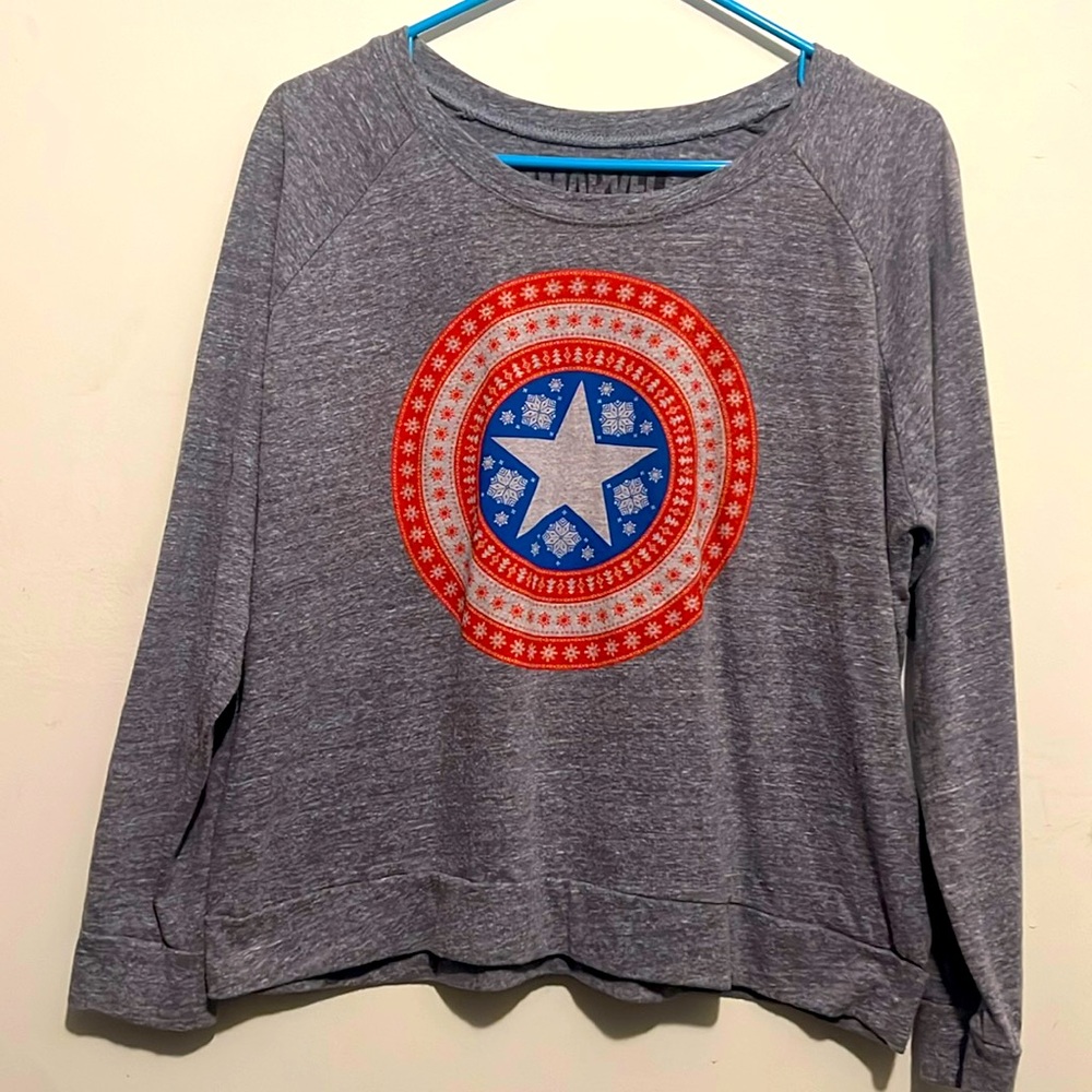 Cute Marvel Emblem Charcoal Gray long sleeve shirt!